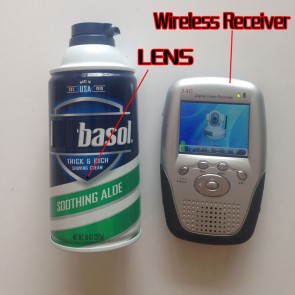 Wireless Pinhole Camera in Shaving Cream Bottle With Motion Detection And Portable 2.4GHZ wireless Receiver