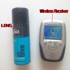 Wireless Spy Camera for Bathroom Body Spray Bottle Pinhole Camera-2.4GHz with Portable Receiver-100mw High Power Transmitter